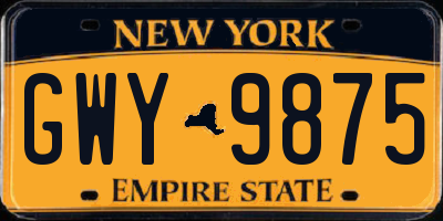 NY license plate GWY9875