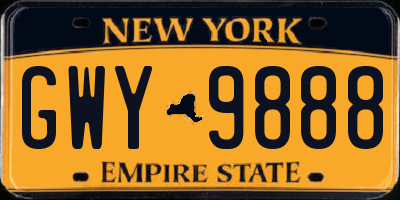NY license plate GWY9888