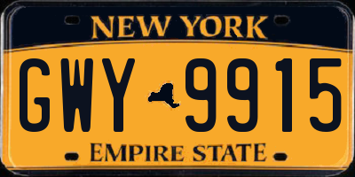 NY license plate GWY9915