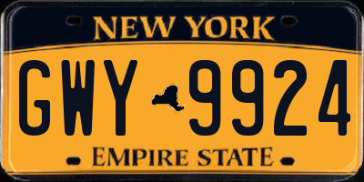 NY license plate GWY9924