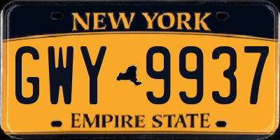 NY license plate GWY9937