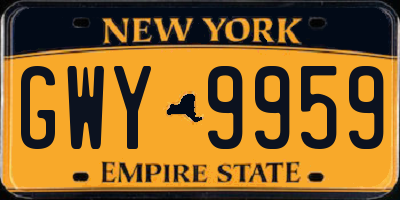 NY license plate GWY9959