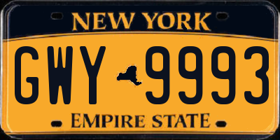 NY license plate GWY9993