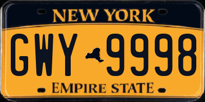 NY license plate GWY9998
