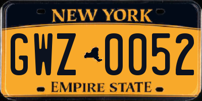 NY license plate GWZ0052