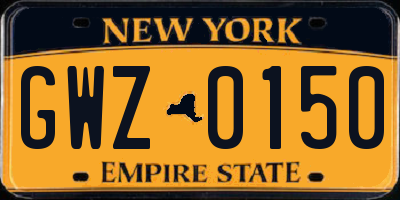NY license plate GWZ0150