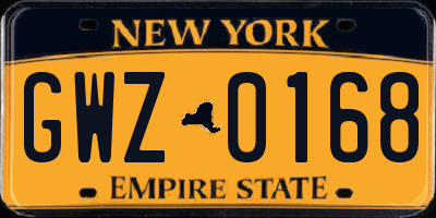 NY license plate GWZ0168