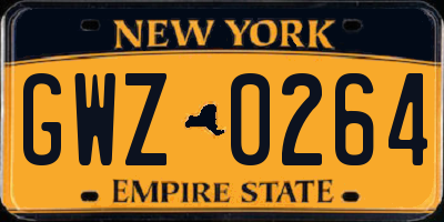 NY license plate GWZ0264