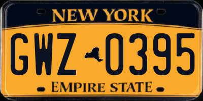 NY license plate GWZ0395