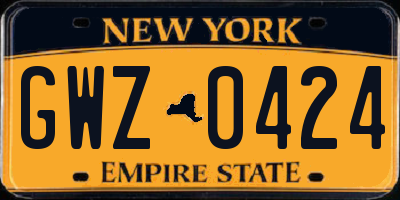 NY license plate GWZ0424