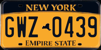 NY license plate GWZ0439