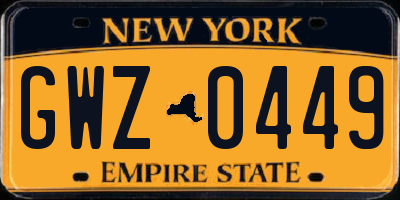 NY license plate GWZ0449