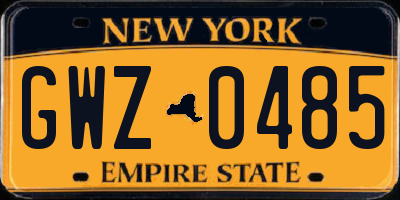 NY license plate GWZ0485