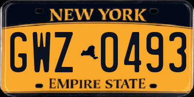 NY license plate GWZ0493