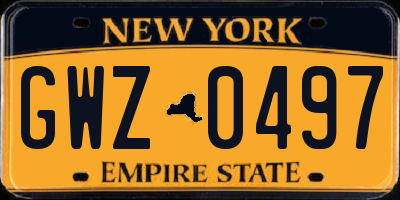 NY license plate GWZ0497