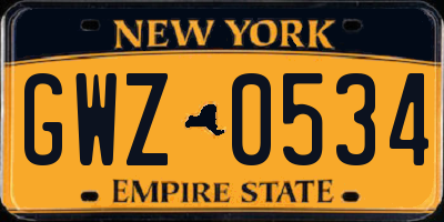 NY license plate GWZ0534