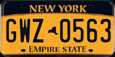 NY license plate GWZ0563