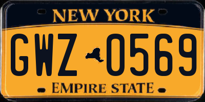 NY license plate GWZ0569