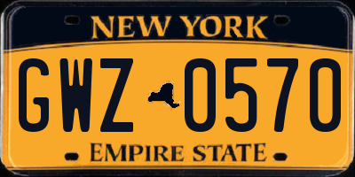 NY license plate GWZ0570