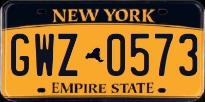 NY license plate GWZ0573
