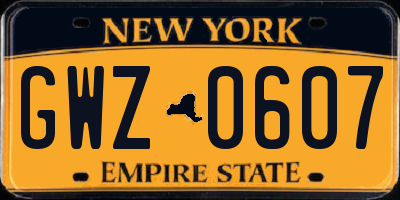 NY license plate GWZ0607