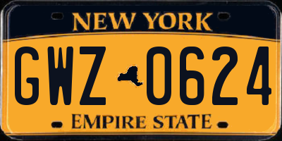 NY license plate GWZ0624