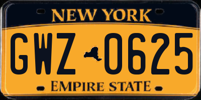 NY license plate GWZ0625