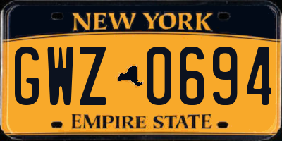 NY license plate GWZ0694