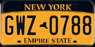 NY license plate GWZ0788