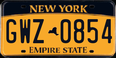 NY license plate GWZ0854