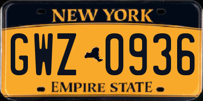 NY license plate GWZ0936