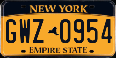 NY license plate GWZ0954