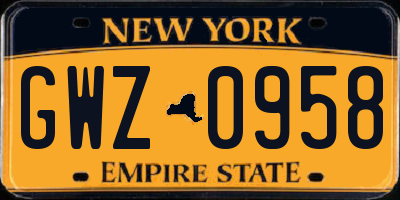 NY license plate GWZ0958