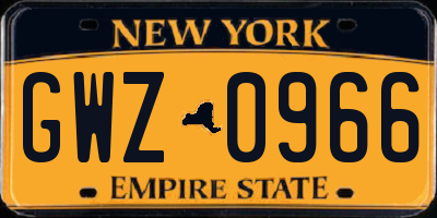 NY license plate GWZ0966