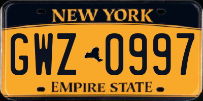 NY license plate GWZ0997