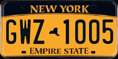 NY license plate GWZ1005