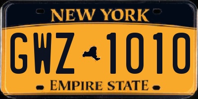 NY license plate GWZ1010