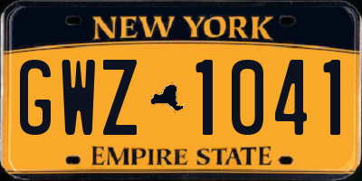 NY license plate GWZ1041