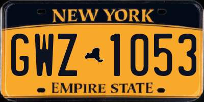 NY license plate GWZ1053