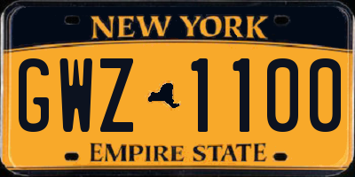 NY license plate GWZ1100