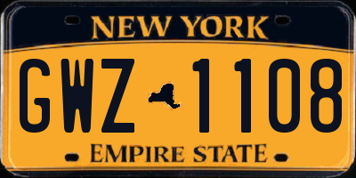 NY license plate GWZ1108