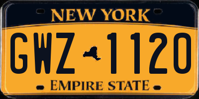 NY license plate GWZ1120