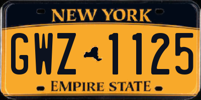 NY license plate GWZ1125