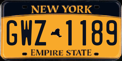 NY license plate GWZ1189