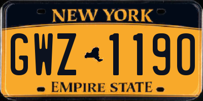 NY license plate GWZ1190