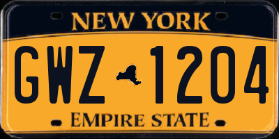 NY license plate GWZ1204