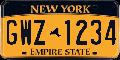 NY license plate GWZ1234