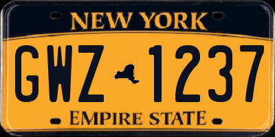 NY license plate GWZ1237