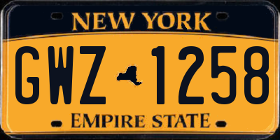 NY license plate GWZ1258