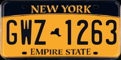 NY license plate GWZ1263